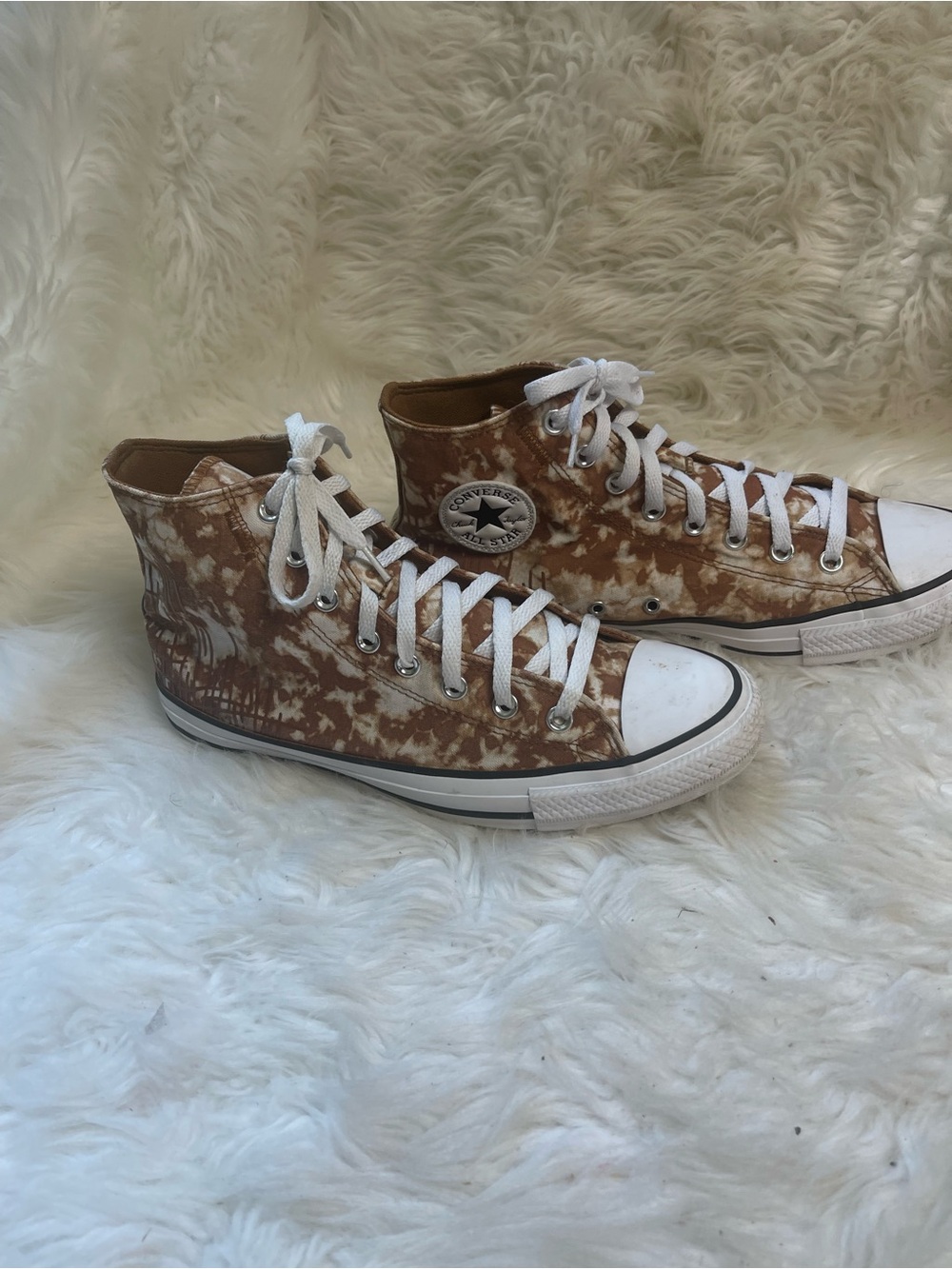 Unisex Converse High Top lace up Sneakers - Brown Tie-Dye .W SZ11 MSZ9